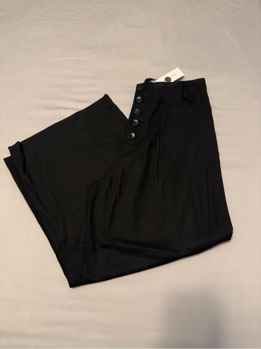 Francesca’s Black Button-Fly Dress Wide Leg Pants
